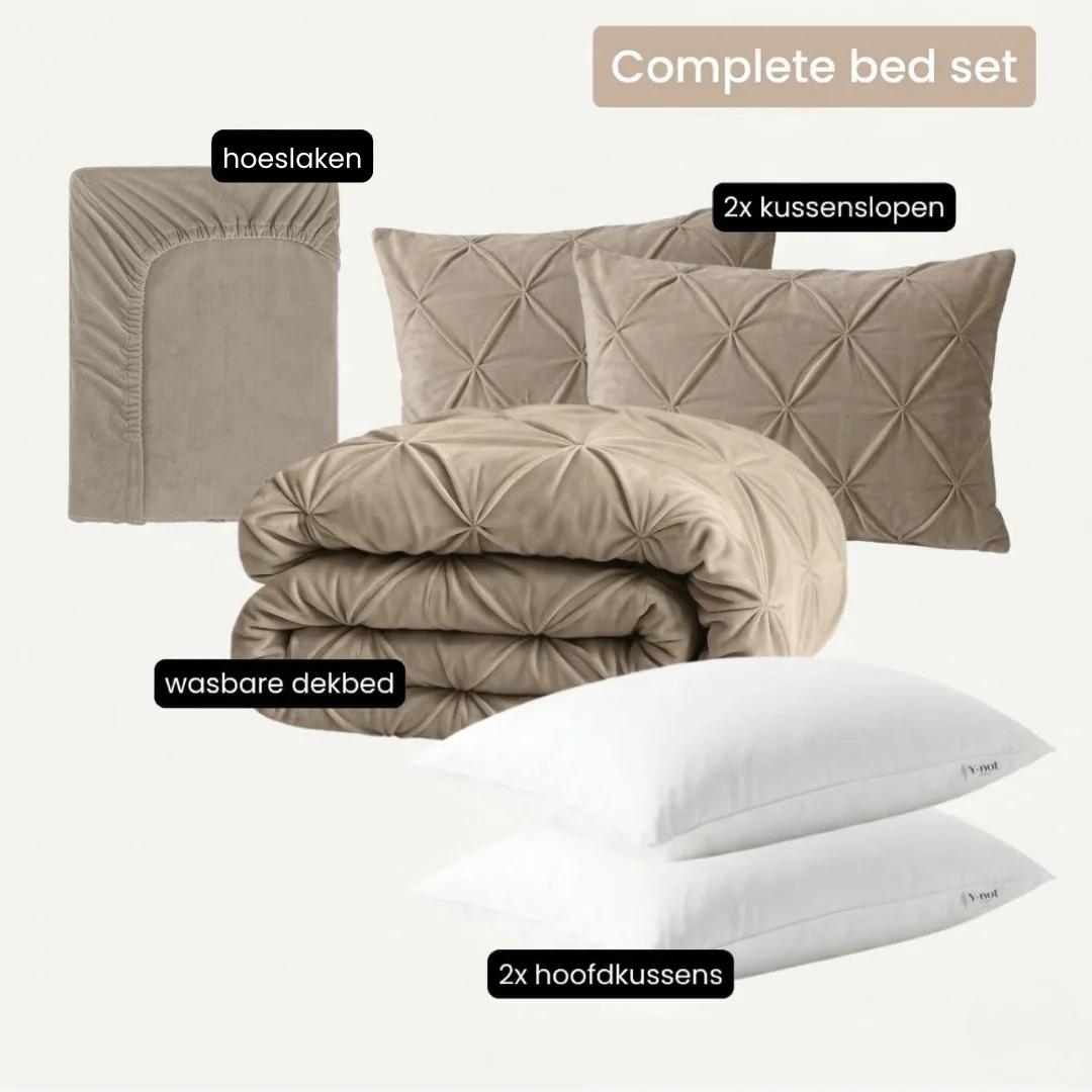 Velvet Diamond Taupe Bed Set – Comfort - Image 2
