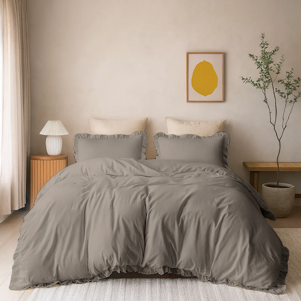 Y-NOT Kussenslopen Ruffles Taupe 60x70cm 2-Pack - Image 2