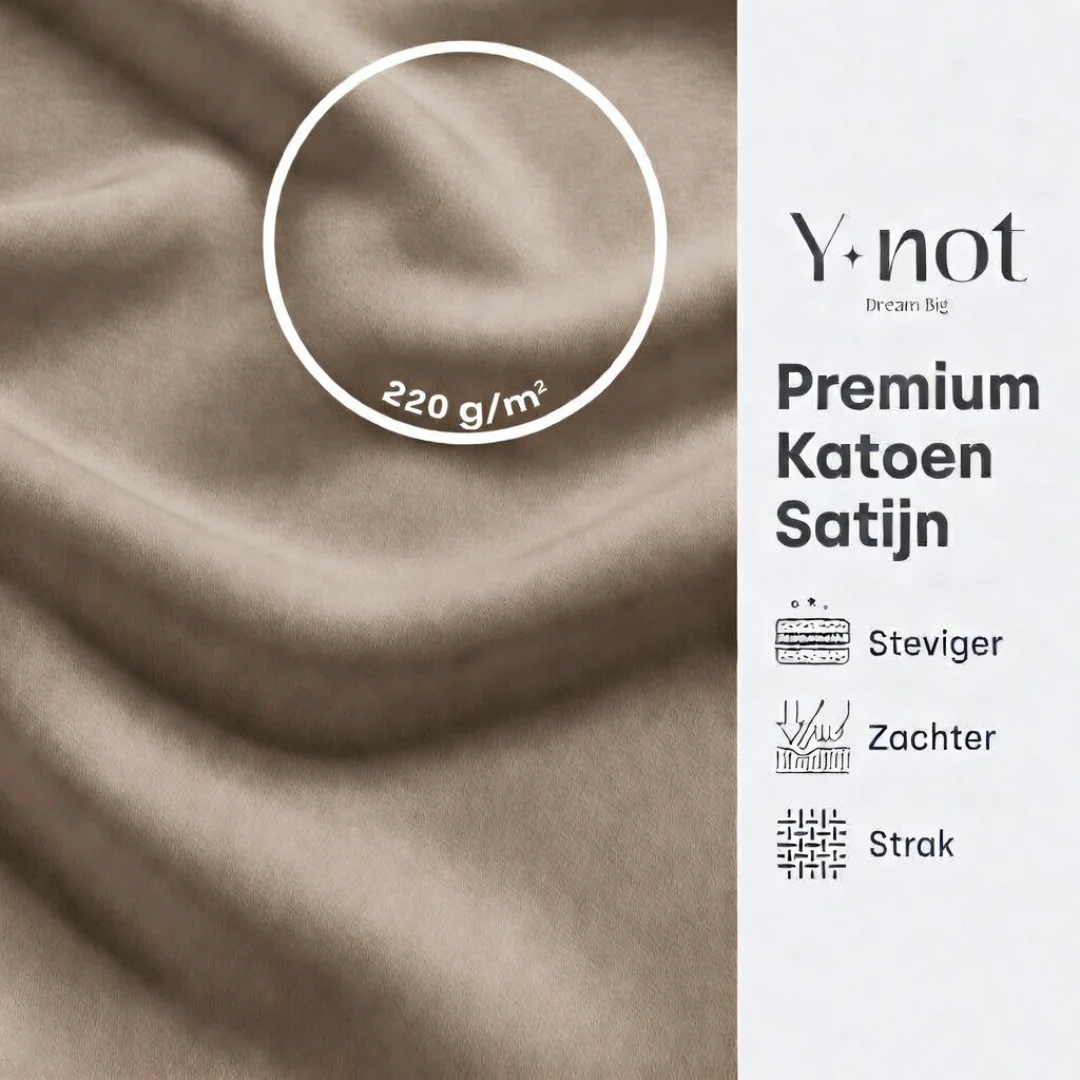 Topper Hoeslaken Katoen Satijn Premium Taupe - Image 5