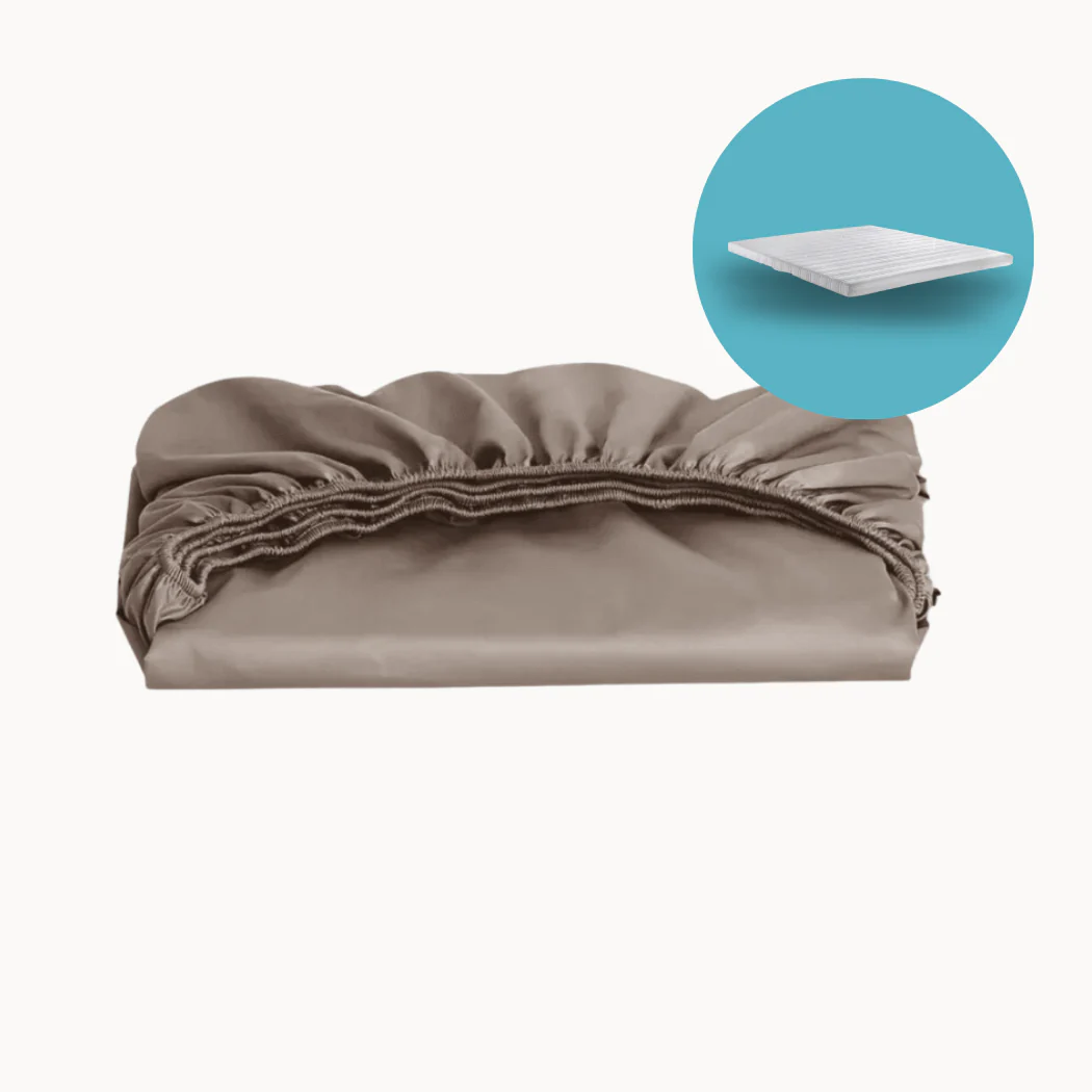 Topper Hoeslaken Katoen Satijn Premium Taupe - Image 9