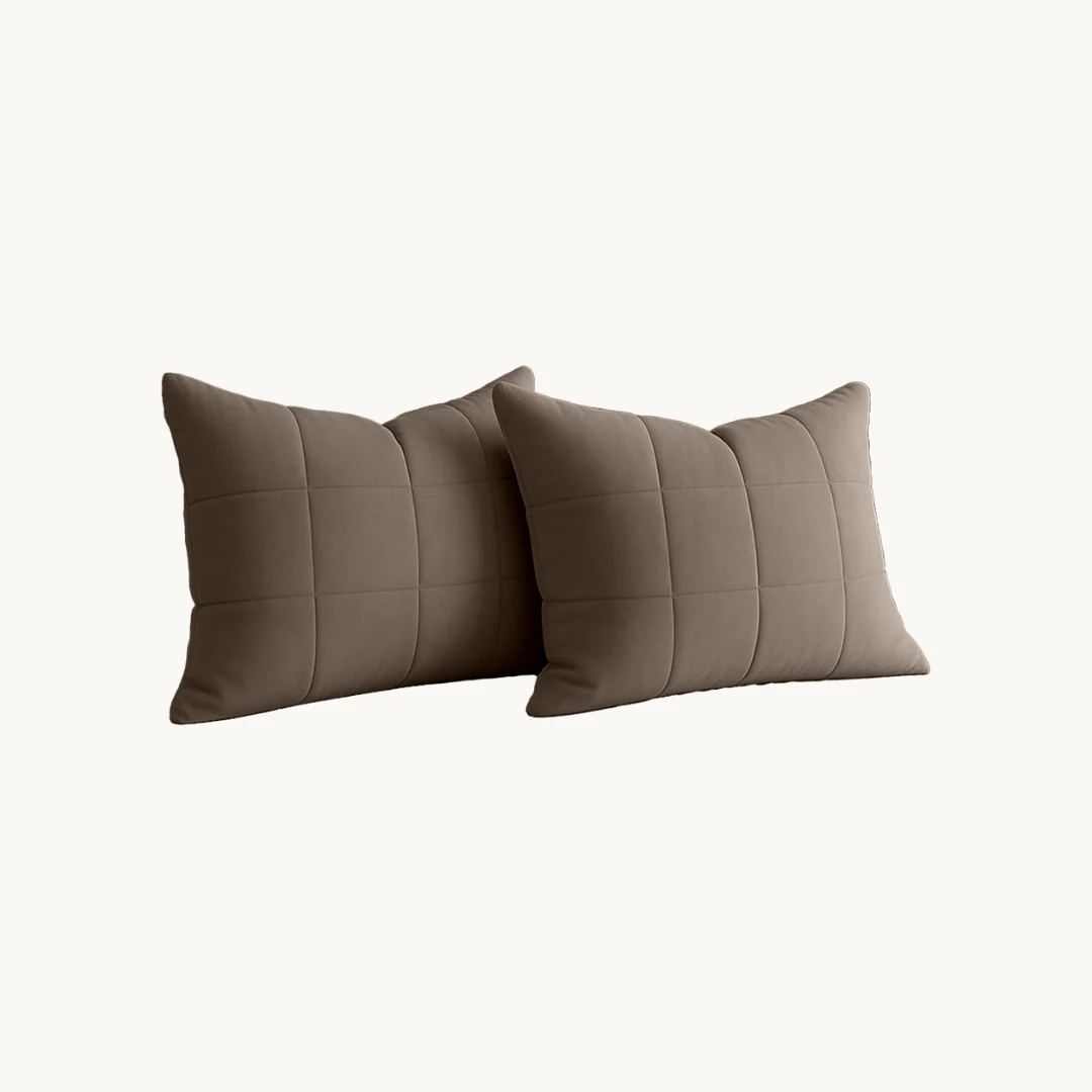 Y-NOT Kussenslopen Vol & Gevoerd Mat Satijn Taupe/Grey 2-Pack 60x70 cm